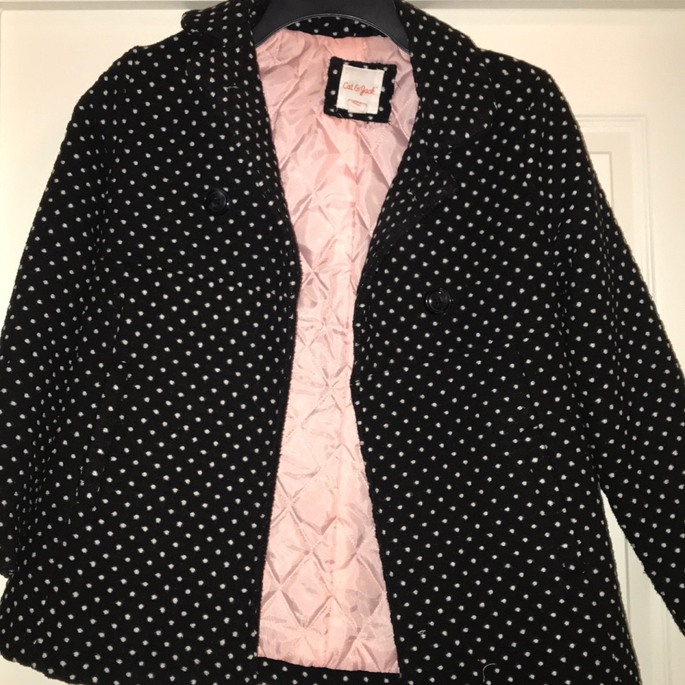 Black Polka Dot Pea Coat
